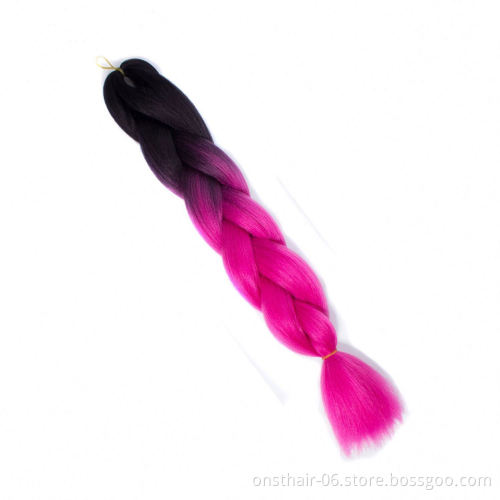 Synthetic hair Braids Ombre Braiding Hair Extension Box Hair Pink Purple Yellow Golden Colors Crochet braids K anekalon